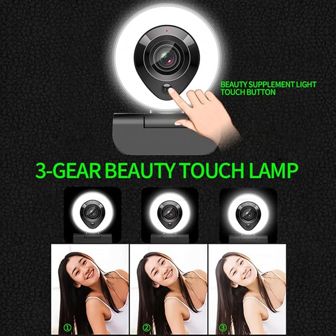 4k Auto-Focusing Webcam with USB and Built-in Mic HD Computer Camera for Video Conferencing and Live Streaming Fill-in Light Webcam for Laptop High Definition Web Camera