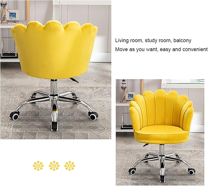 Velvet Dresser Chair Ergonomic Office Game Chairs Bedroom Swivel Recliner Chair with Adjustable Sit Height Home Chair Living Room for Gaming
