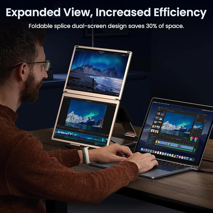 15.6 Laptop Screen Extender 1080P FHD Laptop Monitor Extender 235° Rotating Detachable Dual Monitor Plug &amp Play Triple Screen for 13-17.3 Laptops Compatible with Mac/Windows/Android &amp D