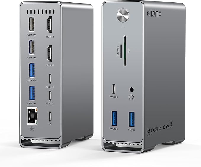 MacBook Pro Docking Station 14-in-2 Dual USB C Docking Station Dual Monitor for MacBook Pro (Not M1) with Dual 4K HDMI 60Hz 10Gbps USB A/C3 USB 3.02USB 2.0 RJ45 Audio SD/TF Slots 100W PD