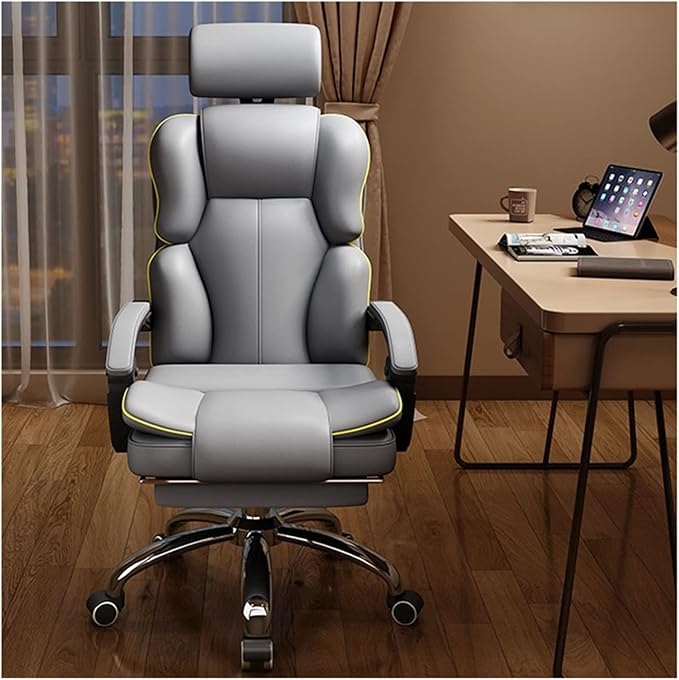 Adjustable Office Computer Chair with Armrest Computer Chair Office Household Movable Lifting Gamer Backrest Swivel(White)