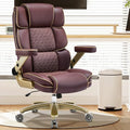 Heavy Duty Executive Leather Chair Big and Tall Office Chair 500lbs with 5D Flip-up Armrests Comfortable Seat Adjustable Lumbar High Back Large Computer Desk Chair for Home Office Brown
