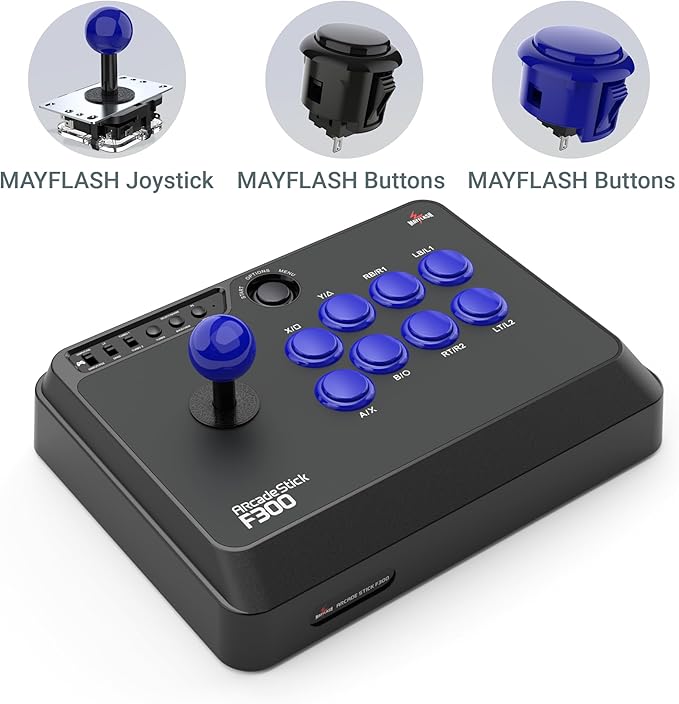 MAYFLASH F300 Arcade Fight Stick Joystick for Switch/Switch 2 PS4 PS3 Xbox Series S/X Xbox One Xbox 360 macOS Windows Steam Deck and more