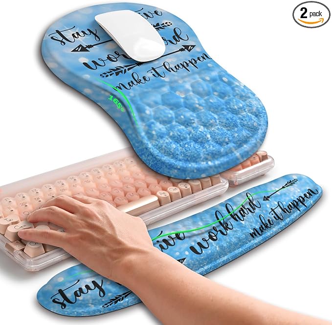 Hokafenle 2in1 Combination Wave Keyboard Wrist Rest and Ergonomic Curvature Mouse Pad Wrist Support for Relieve Wrist Pain Filled with Soft Cushion Memory Foam Stay Positive