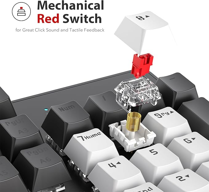 RGB Gaming Keyboard 104-Key Wired Mechanical Keyboard Creamy with Number Pad Linear Red Switch NKRO Full Size for Windows Laptop PC Gamer