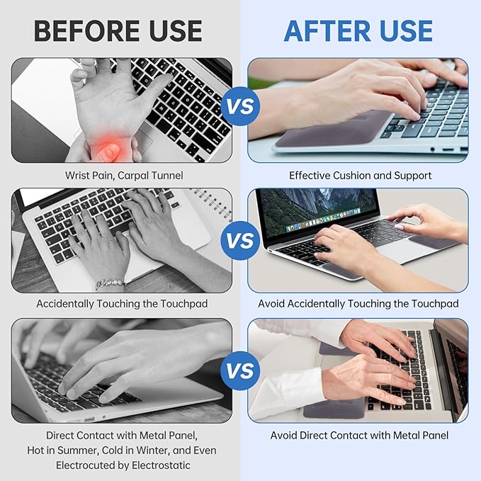 Upgraded Wrist Rest for Laptop Ergonomic Memory Foam Laptop Wrist Pads for Computer Keyboard Wrist Support Cushion for Typing (Gray)