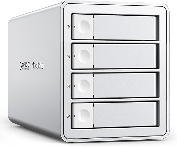 ORICO 4-Bay Hard Drive Enclosure USB 3.2 Gen 2 Aluminum DAS Enclosure USB-C Expansion Max Up to 264TB 3.5-Inch HDD 150W Power Supply - 9948C3