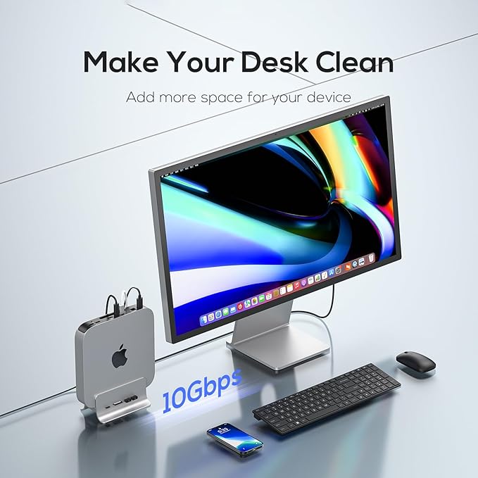 USB C Hub for Mac mini 5 in 1USB Hub Adapter Support M.2 NVMe SSD Expand Docking Station with 2 USB C 10Gbps SD/TF Card Reader M.2 SSD (Not Included)