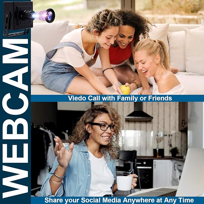 13 Megapixel USB Camera No Distortion Fixed Focus Webcam with Aluminum Case HD Webcamera MJPEG 15fps 3840x2880 Sony IMX214 Sensor USB with Camera for Computer PC Laptop DesktopSupport Most OS