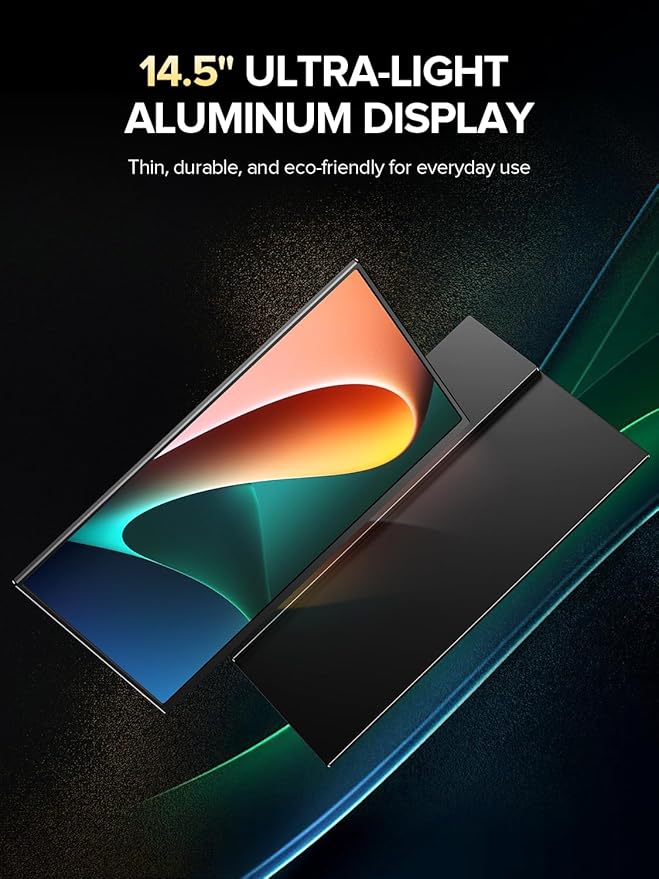 UPERFECT 4K Portable Monitor 14.5 UHD 3840x2400 Laptop Display with Smart Cover 16:10 Matte IPS Screen 100% sRGB 1.06 Billion Colors 500 Nits Brightness Metal Frame for PC/Mac/Phone