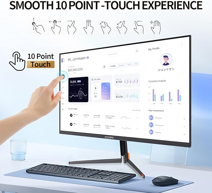 24 Inch Touchscreen Monitor 10 Point Touch FHD 1080P 75Hz IPS Screen 100% SRGB VESA Wall Mountable Tilt Adjustment VGA HDMI USB for PC Laptop Business &amp Work Station Warehouse