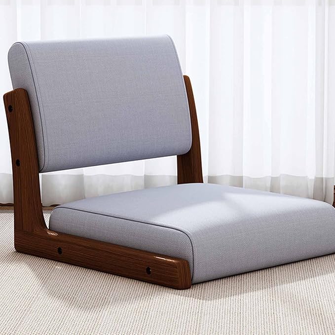 BTZHY Floor Chair Tatami Floor Chair Portable Legless Chair with Backrest Legless Stool Made of Solid Wood with Comfortable Cotton and Linen Upholstery Portable Single Seat Chair