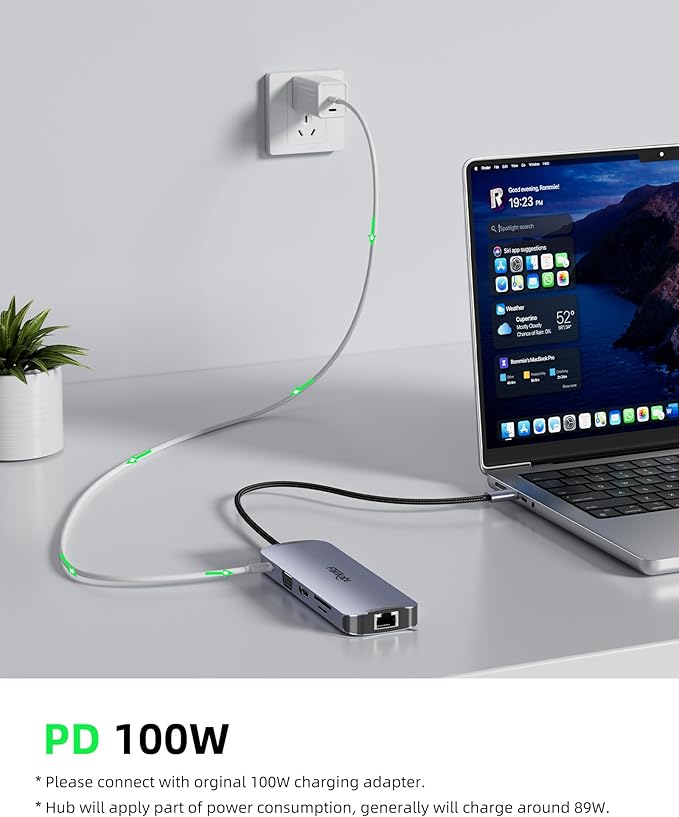 USB C Docking Station Dual Monitor 10 in 1 USB-C Hub to HDMI VGA Adapter with 1Gbps Ethernet 100W Charging usb c Hub to USB 3.5 Audio Card Reader Compatible for Dell/MacBook/Surface Laptops