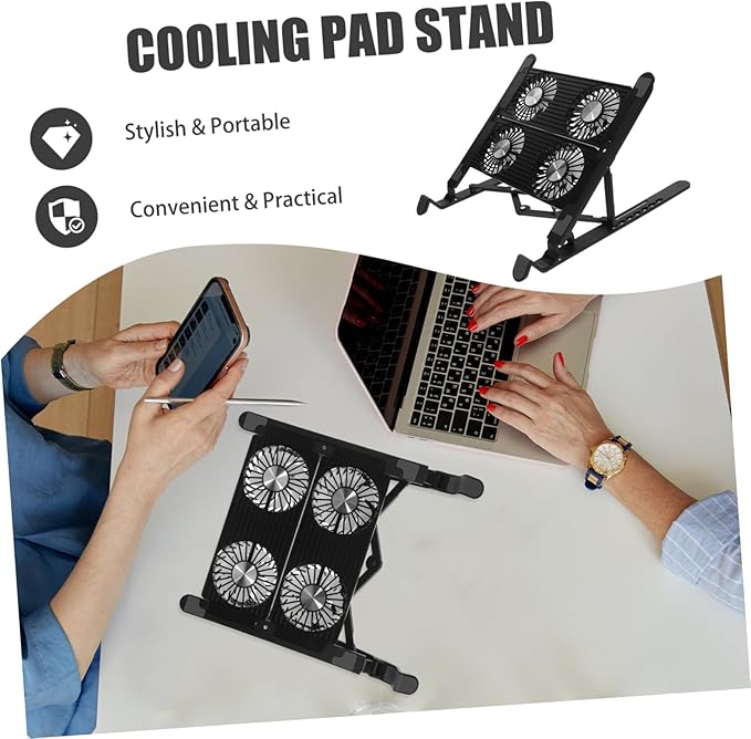Veemoon 1Set Adjustable Laptop Cooling Stand Ergonomic Notebook Riser with USB Interface Portable and Space Saving Design Compatible with Laptops and Gaming Devices