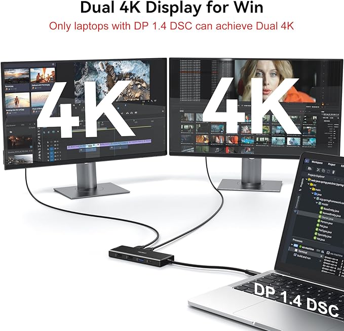 HODO USB C Docking Station Dual Monitor Adapter for Dell HP Laptop Docking Station 3 Monitors Quad Display USB C Hub Dongle to 2 HDMI 4KDP 8K VGA4 USBPD Adapter 9 in 1 Laptop Dongle