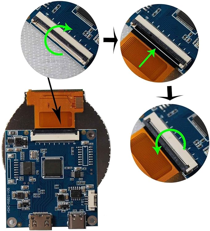 2.1 inch 480X480 IPS MIPI 300nit Circle LCD Screen and 40 pins Controller BoardMicro USB Power Port