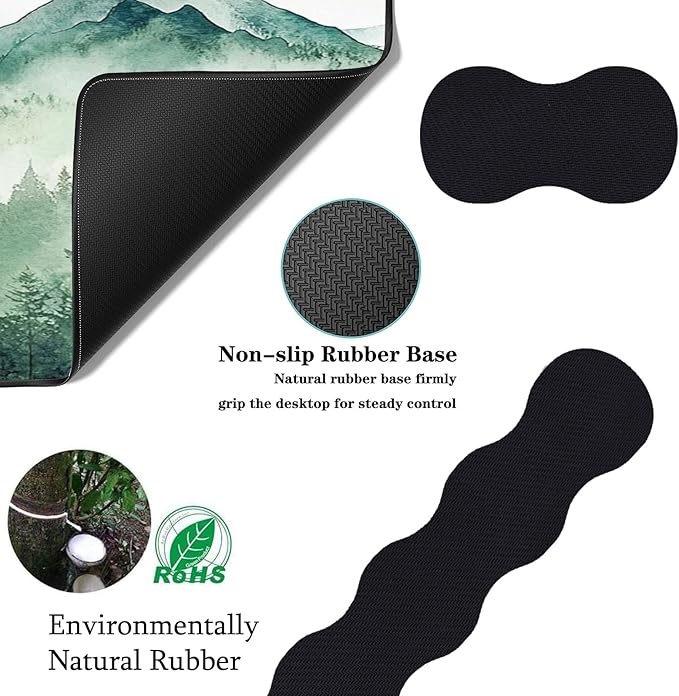 Keyboard Wrist Rest+Mouse Wrist Pad+Desk Pad SetMemory Foam Ergonomic Easy Typing Pain Relief for Computer Laptop Office Home - Misty Forest