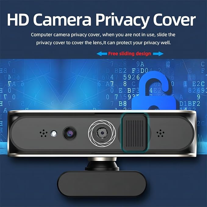 USB Cord WindowsHello Camera with 1080P 2 Lens Technology for Secure Login