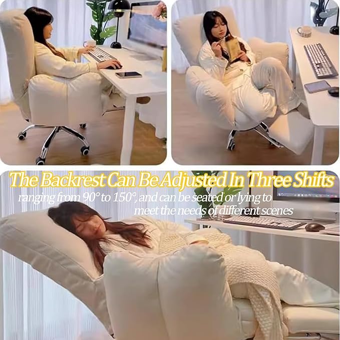 Ergonomic Gaming Chair with Footrest and PetFriendly Fabric Ideal for Home Office Girls Dormitory and Video Game Enthusiasts