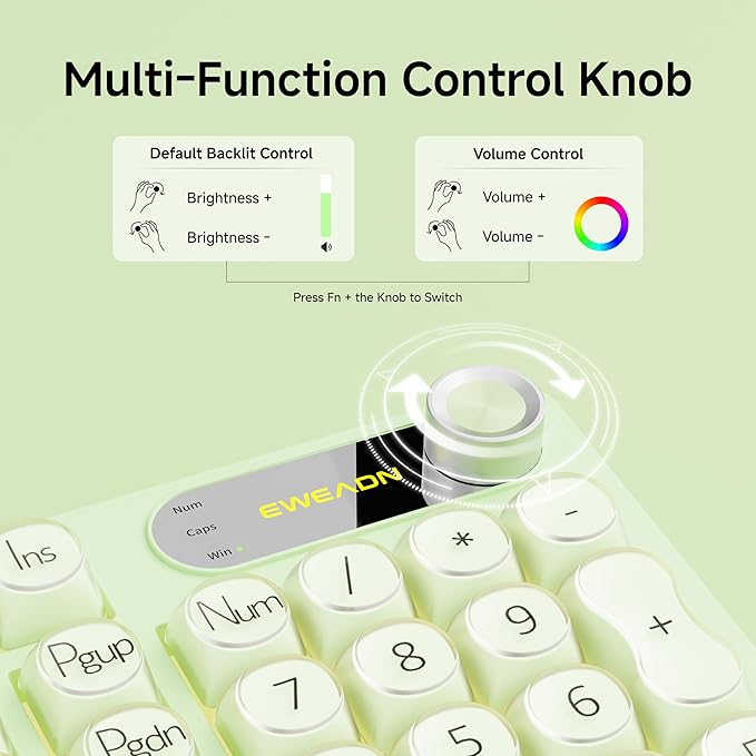 V102 Wired Keyboard 98 Keys Creamy Gaming Keyboard with Display Screen Media Knob RGB Silent Wired Cute Computer Keyboard for Laptop PC Gamer - Green