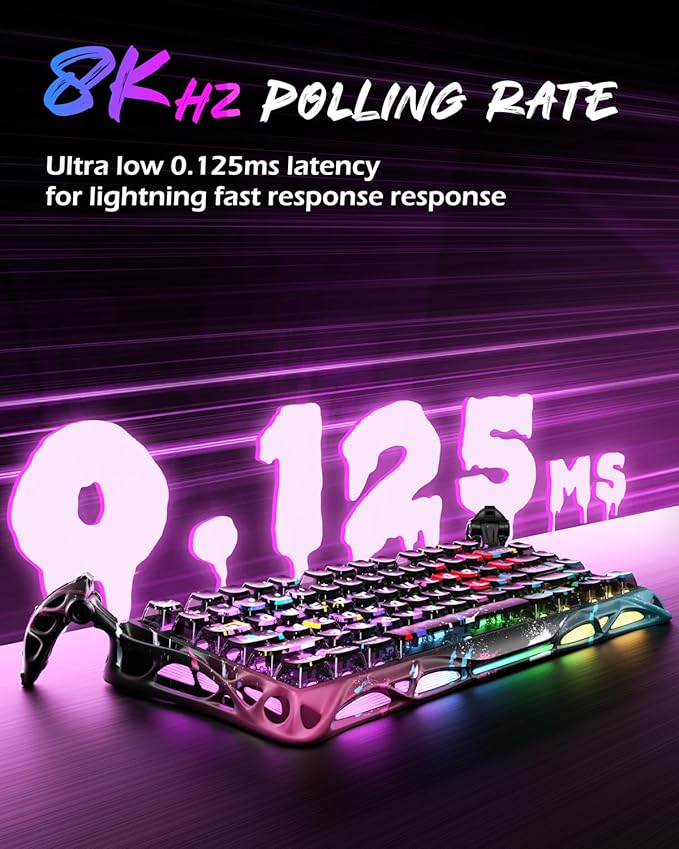 GravaStar Mercury V75 Pro 75% Hall Effect Magnetic Switch Gaming Keyboard Only Wired Hot‑Swappable 8000 Hz Polling Dual‑Zone RGB Semi‑Aluminum Frame - Neon Graffiti