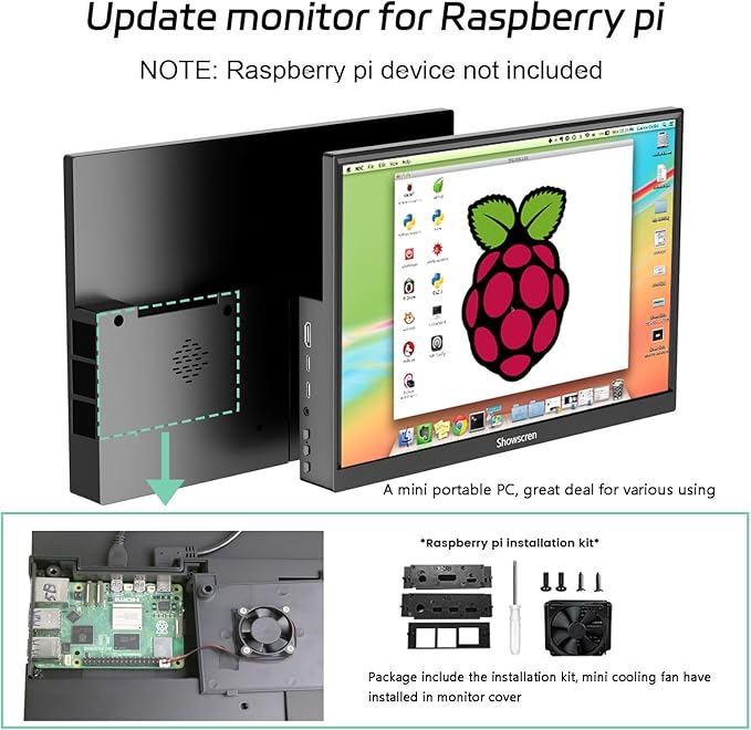 14inch Touchscreen Monitor for Raspberry Pi 5/4B/3B+/3B Screen IPS Display Touch Screen FHD 1920X120060hzBuilt-in Speaker HDMI USB-C Portable Monitor for Laptop Computer Switch PS4/5