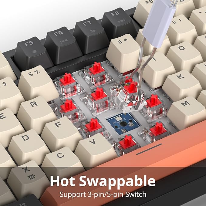 75% Mechanical Gaming Keyboard - Retro Gasket Mount Hot Swappable RGB Backlit TKL Custom Keyboard for PC Laptop Windows Gamers (Carbon)