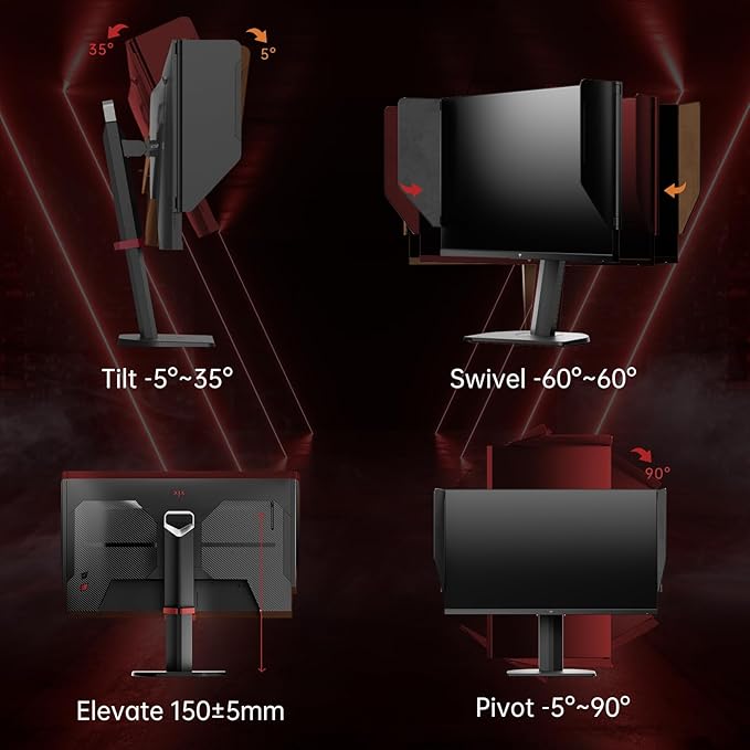 KTC 27 Inch Gaming Monitor 27M1 1440p 200Hz Computer Monitor with Built-in Sperkers Up to 210Hz 2K QHD Fast IPS Adaptive Sync 130% sRGB ΔE＜2 Height Adjustable Monitors with Shielding Hood