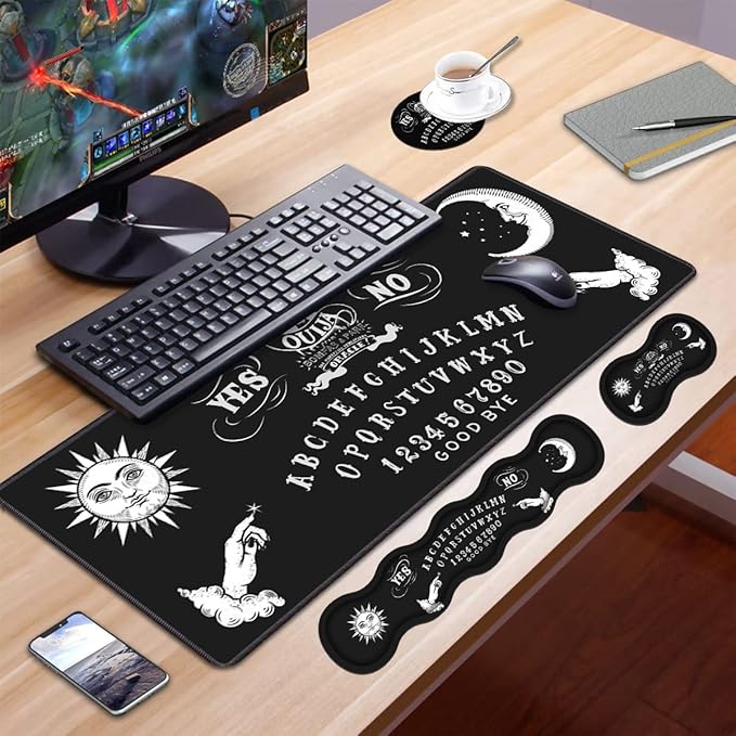 Ergonomic Keyboard Wrist Rest and Mouse Pad Wrist Rest Set Large XXL Gaming Mousepad 31.5x 11.8 Memory Foam Easy Typing Pain Relief Multifunctional Desk Mat for Office &amp Home Ouija Board