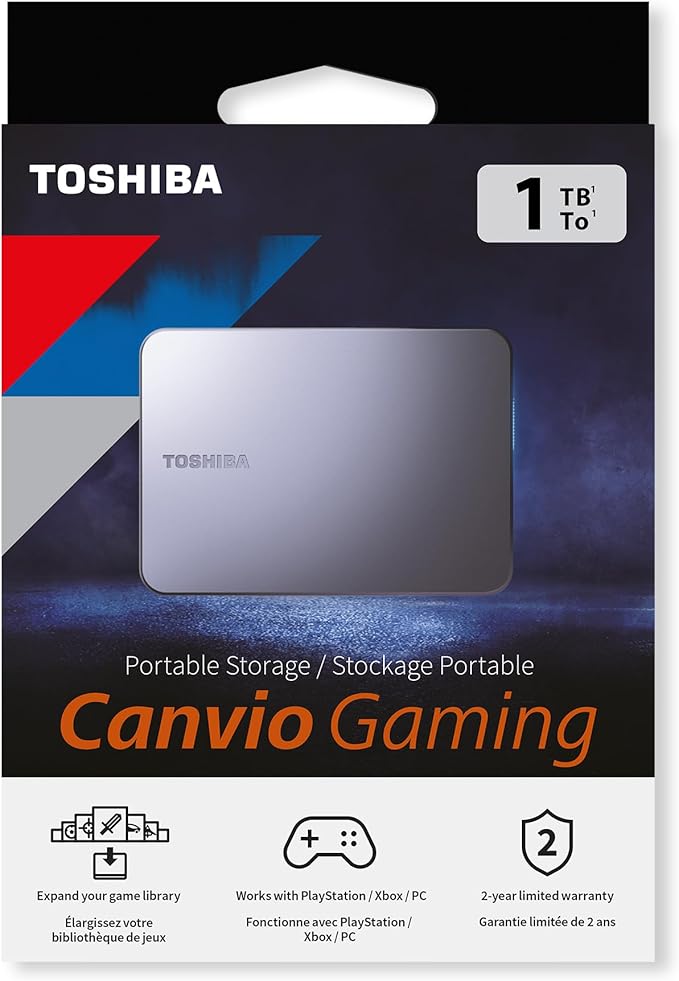 Toshiba Canvio Gaming 1TB Portable External Hard Drive USB 3.2 for Play Station and Xbox Black (HDTX210EK3AA)