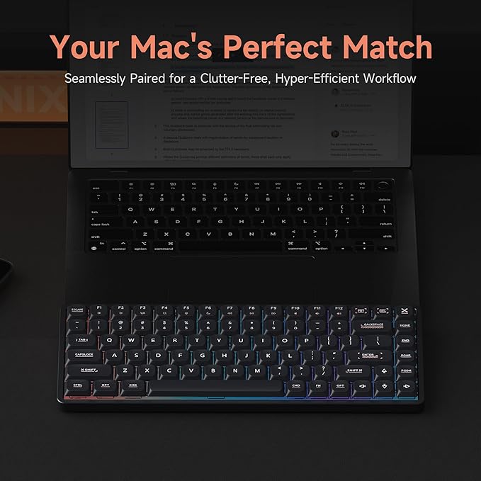 IQUNIX Magi75 Low Profile Wireless Mechanical Keyboard 75% Layout Hot-Swappable RGB Backlit Full Aluminum VIA Customizable Mac/Windows/Linux Tri-Mode
