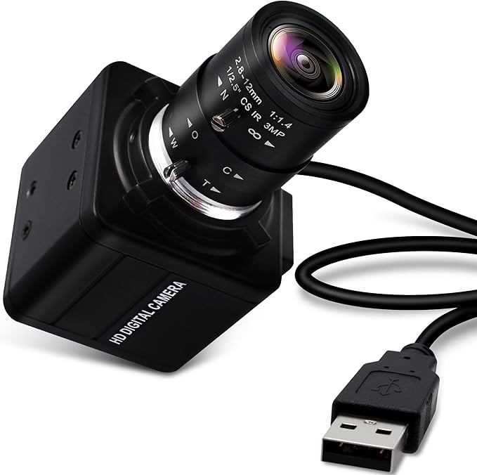 4K USB Camera 2.8-12mm Varifocal Manual Lens Webcam Ultra HD 4X Zoom with IMX317 Sensor for Windows Linux Raspberry Pi Mac OS