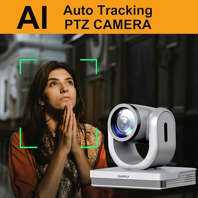 NDI PTZ Camera 30X Optical Zoom 1080P60 HDMI USB3.0 SDI LAN PoE AI Auto Tracking Conference Room Camera 1/2.8CMOS Sensor 255 Presets for Church Worship Live Streaming Business Video Conference