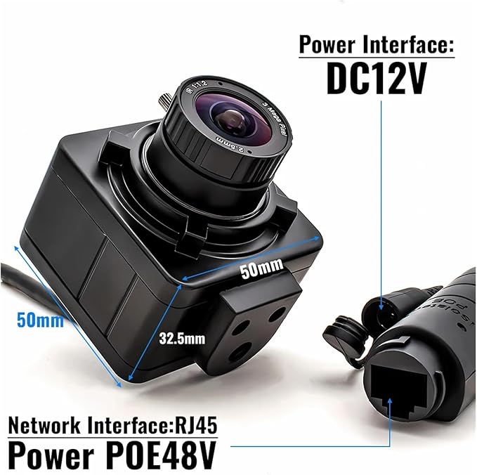 4K IP Camera POE48V 3 4 5 8MP CMOS Digital Live Stream Mini Metal Box Fixed Lens Security Industrial Webcam