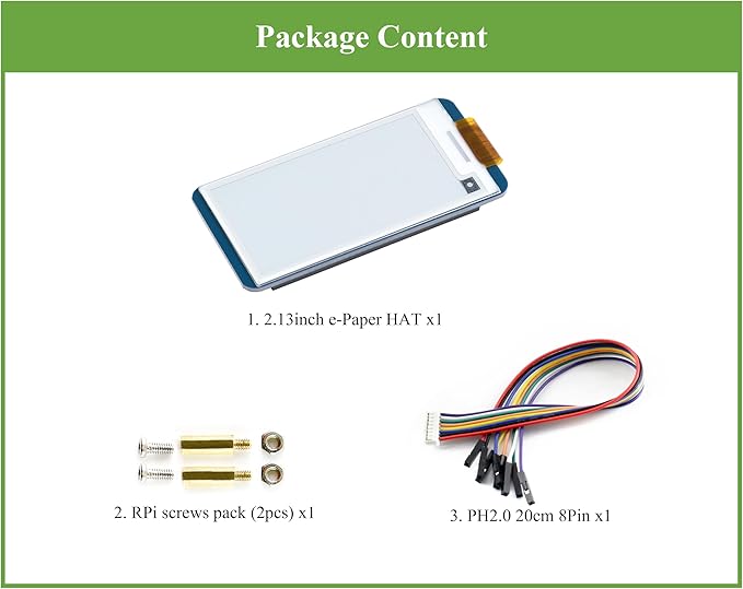 2.13inch E-Ink Display HAT V4 Version Compatible with Raspberry Pi 5/ 4B/3B+/3B/2B/A+/Zero W/Zero 2 W/Pico W/Pico 2WJetson Nano 250x122 Pixel e-Paper HAT SPI Interface Support Partial Refresh