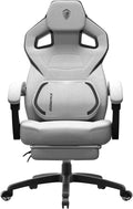 Dowinx Fabric Gaming Chair with Footrest Big and Tall Gaming Chair for Heavy People Wide Back Gamer Chair for Adult Computer Game Chair with Massage for 200lbs Grey