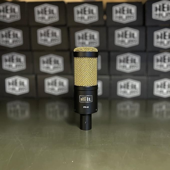 Heil PR 40 Dynamic Microphone for Streaming Podcast Recording and Broadcast XLR Microphone for Live Music Wide Frequency Response Smooth Sound Superior Rear Noise Rejection - Black &amp Gold