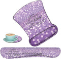 Keyboard Wrist Support + Wrist Mousepad + Coaster Combination Non-Slip PU Base with Gel Memory Mousepad Suitable for Gaming Office Pain Relief Mousepad Set - Purple Glitter Quote Philippians 4-13