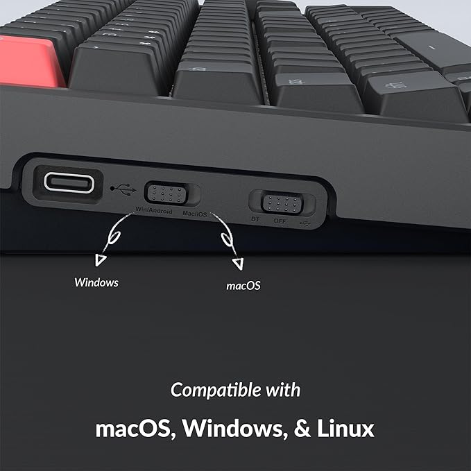 Keychron K4 96% Layout QMK Wireless and Wired Mechanical Keyboard Super Brown Switch RGB Backlight Aluminum Frame with Shine-Through Double-Shot PBT Keycaps for Mac Windows-Version 3