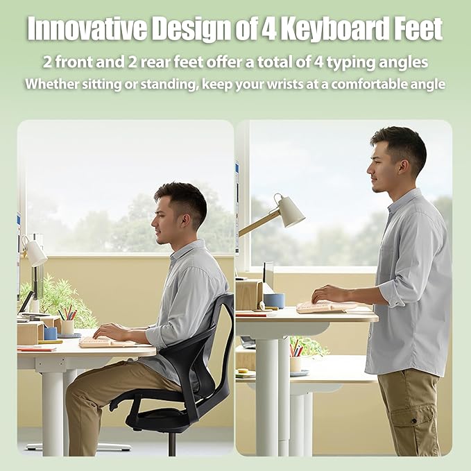 Bow Split Ergonomic Keyboard Wireless with Cushioned Wrist &amp Palm Rest Wireless 2.4G/Bluetooth/Wired USB-C Comfortable Natural Typing Compatible with Windows/Mac/PC/Laptop Matcha Green