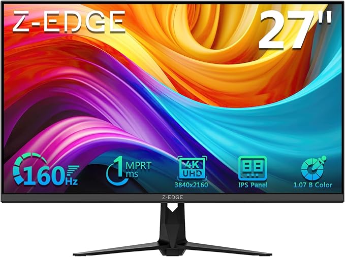 4K Monitor Z-Edge 27 inch IPS Monitor UHD 3840x2160 IPS Computer Monitor 450 cd/m² 160Hz Refresh Rate 1ms Response Time G274K Ultra-Thin Bezel