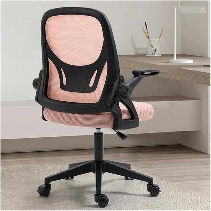 Adjustable Office Computer Chair with Armrest Mesh Office Chair Computer Indoor Bedroom Swivel Adjustable Liftable Gaming Chairs(Black Pink)