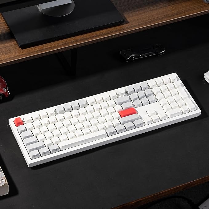 Keychron Q6 Max QMK/Launcher Wireless Bluetooth/2.4 GHz/USB-C Wired Custom Mechanical Keyboard Full Size Programmable Knob RGB Backlit Hot-Swappable Gateron Red Switch for Mac Windows Linux - White