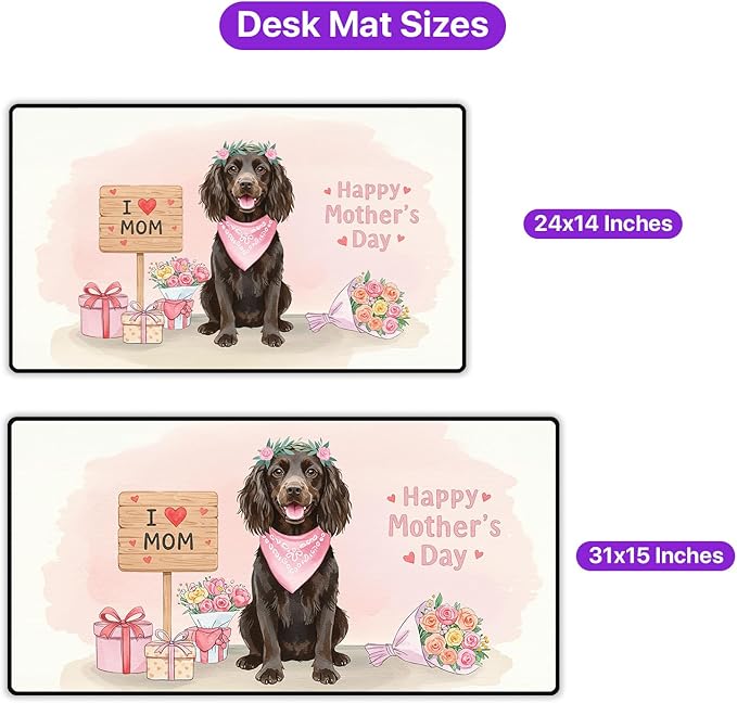 Happy Mother's Day Boykin Spaniel Love Dog Mom Heart Flower Desk Mat Full Keyboard Mouse Pad Dog Lover Large Mousepad 12004