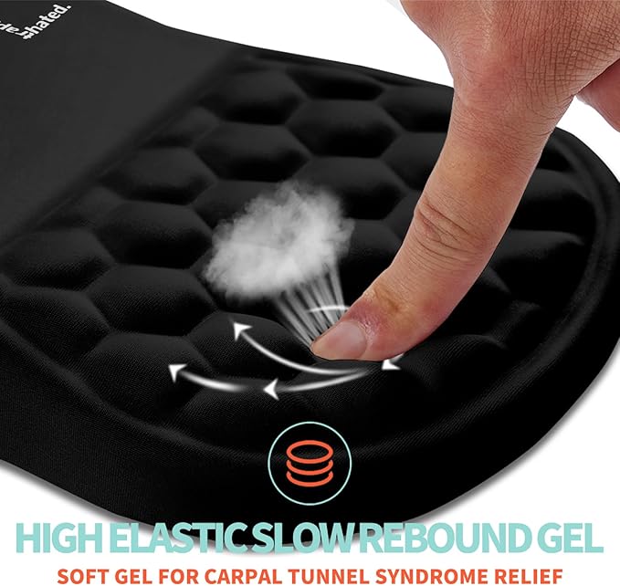 Ergonomic Mouse Pad Wrist Support with Memory Foam Massage Bulge Carpal Tunnel Pain Relief Mousepad Wrist Rest for Mouse(12x8 inch I Am Fine)