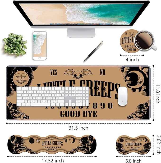 Ergonomic Keyboard Wrist Rest &amp Mouse Pad Wrist Rest Set Large XXL Gaming Desk Mat 31.5x 11.8 with Non-Slip Base Memory Foam Easy Typing Pain Relief for Home &amp Office Ouija Board