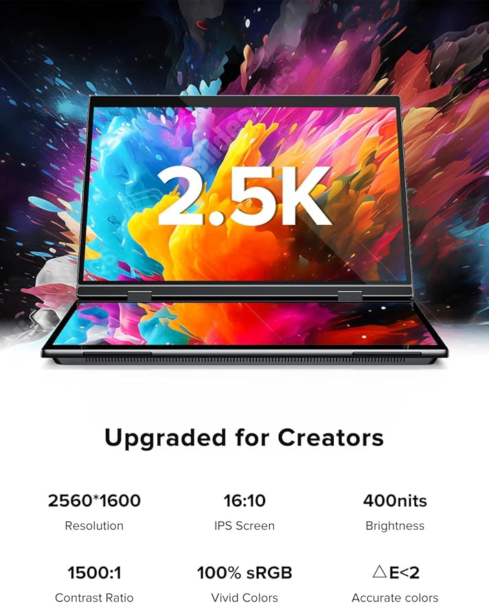 UPERFECT Delta Pro Touch Portable Monitor 16 2K Laptop Screen Extender Touchscreen Dual Monitor with Stylus First Pressure-Sensitive Touch Display Stacked Folding Vertical Dual Screen with Stand