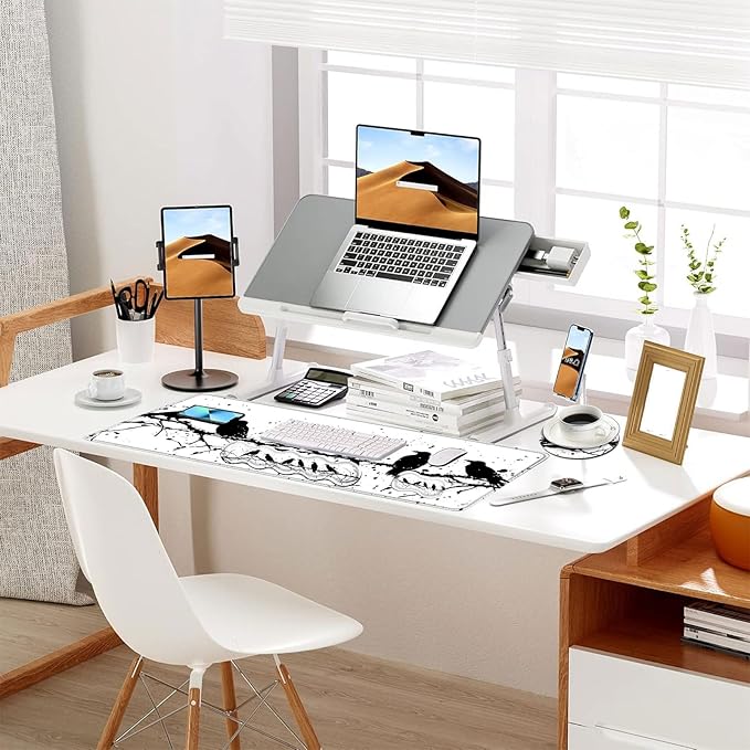 Keyboard Mouse Pad Set Extended Gaming Mouse Pad+Ergonomics Keyboard Wrist Rest Support Memory Foam Easy Typing Pain Relief 4Pcs XL Ultra Thick Desk MatRaven Silhouettes