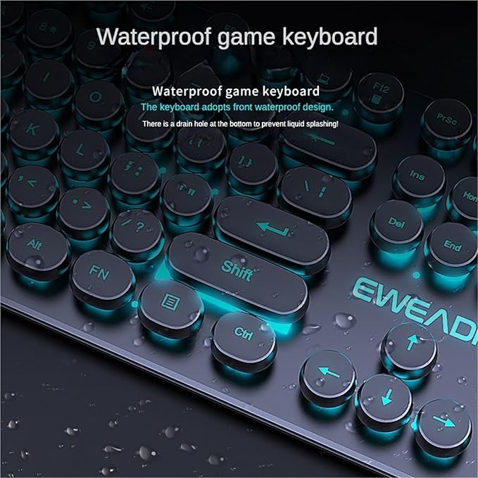 104 Key Backlit True Mechanical Feel Keyboard Wired Gaming Keyboard Illuminated Retro Keyboard Gaming PC Laptop Office(Black with RGB Light)