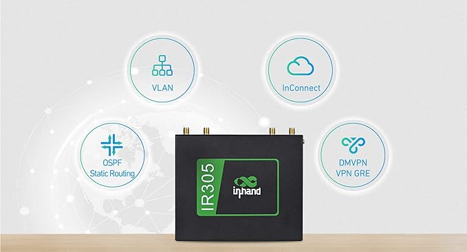 InHand Networks IR305 Industrial Iot LTE 4G VPN Router 5 Ethernet portdual sim Wan failover serial port Remote ConnectionLink backup Mu-mimoVLAN for AT&ampT T-Mobile &amp Verizon(CAT4 &amp